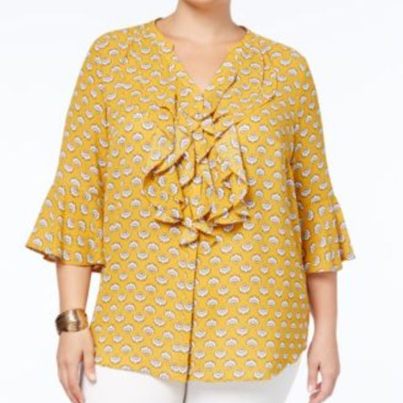 Charter Club Sahara Gold Ruffled Blouse - Picture 1 of 5